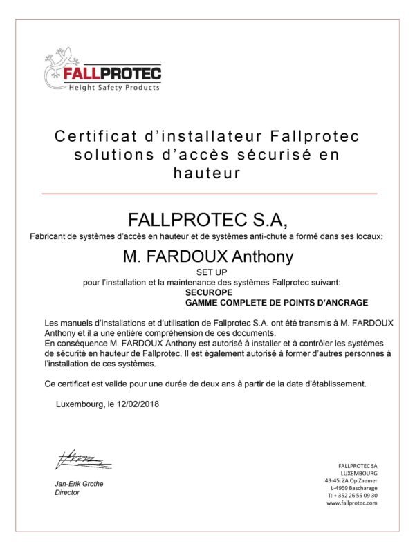 Installateur agréé accès sécurisé en hauteur